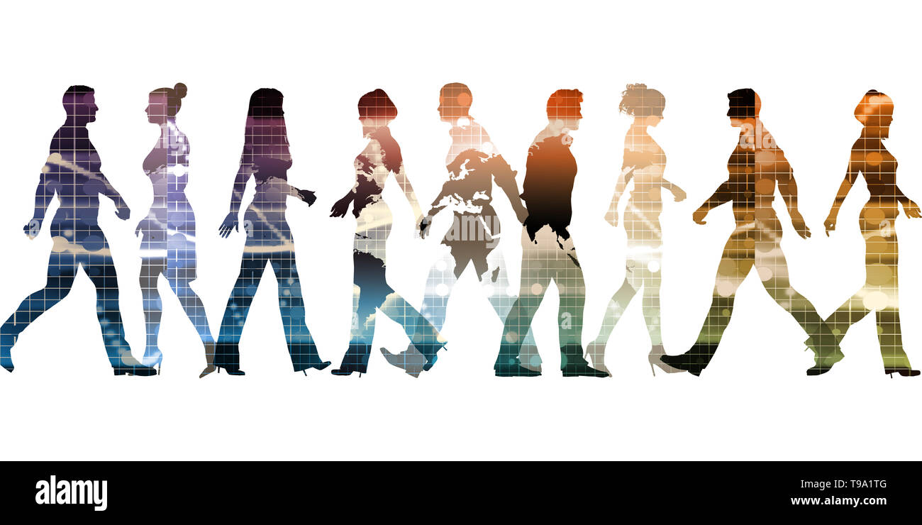 Seitenansicht des beschäftigten Menschen als Business Konzept Stockfoto