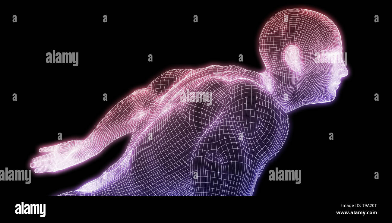 Medizinische Visualisierung von einem menschlichen Körper in Bewegung Stockfoto