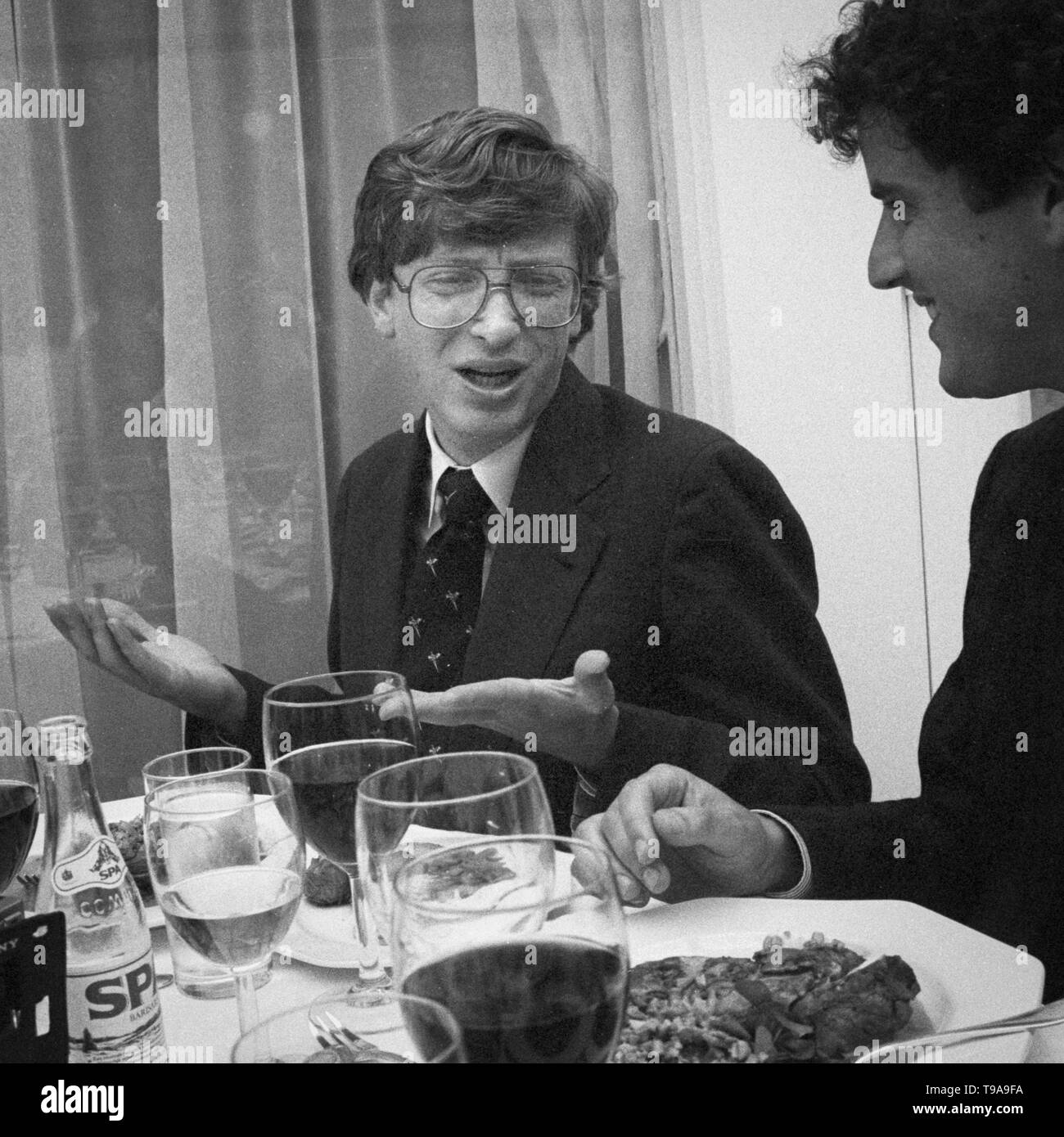 Bill Gates bei einem Pressegespräch in Amsterdam, Niederlande. Appr. 1986 Stockfoto
