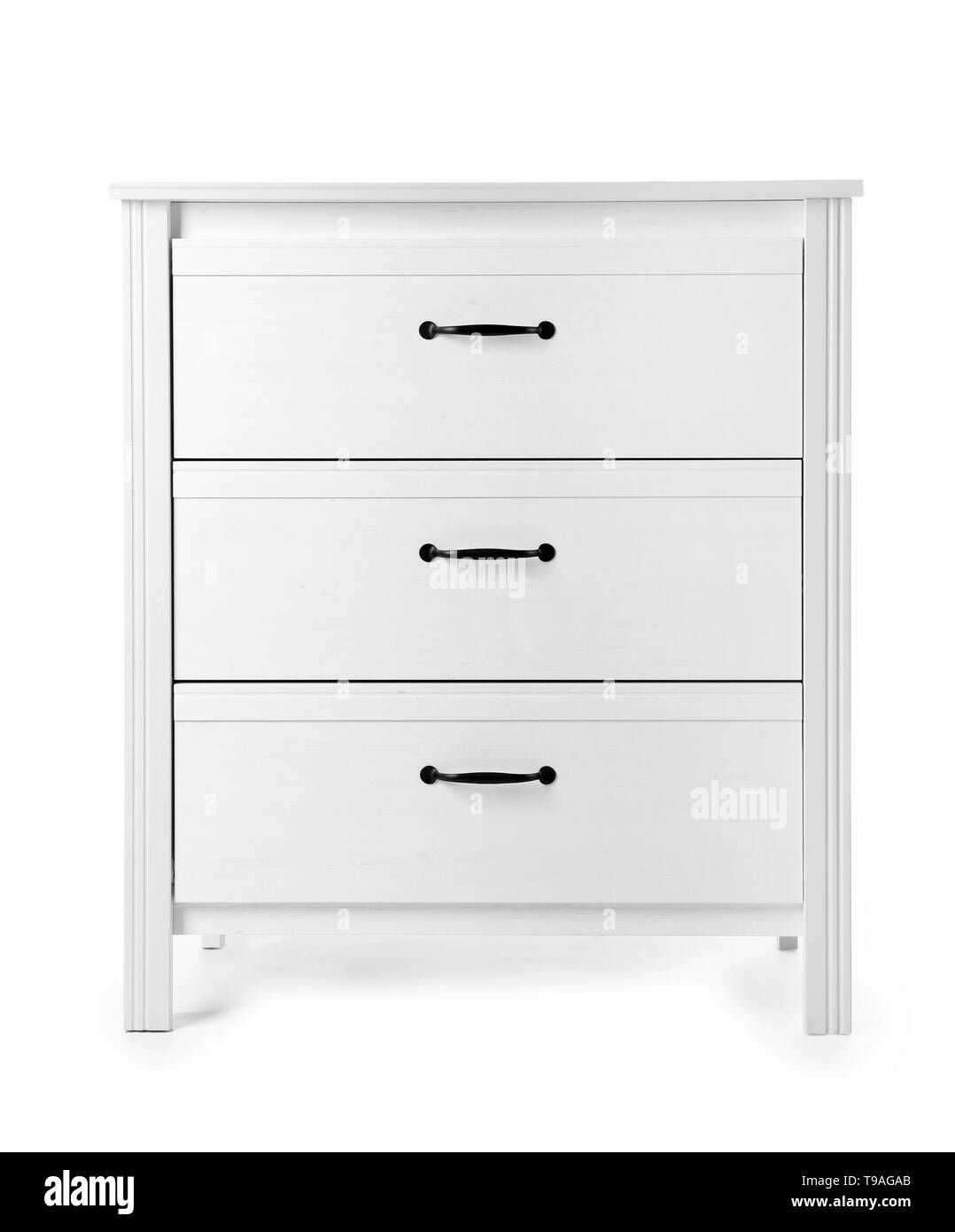 Kommode auf weißem Hintergrund Stockfoto