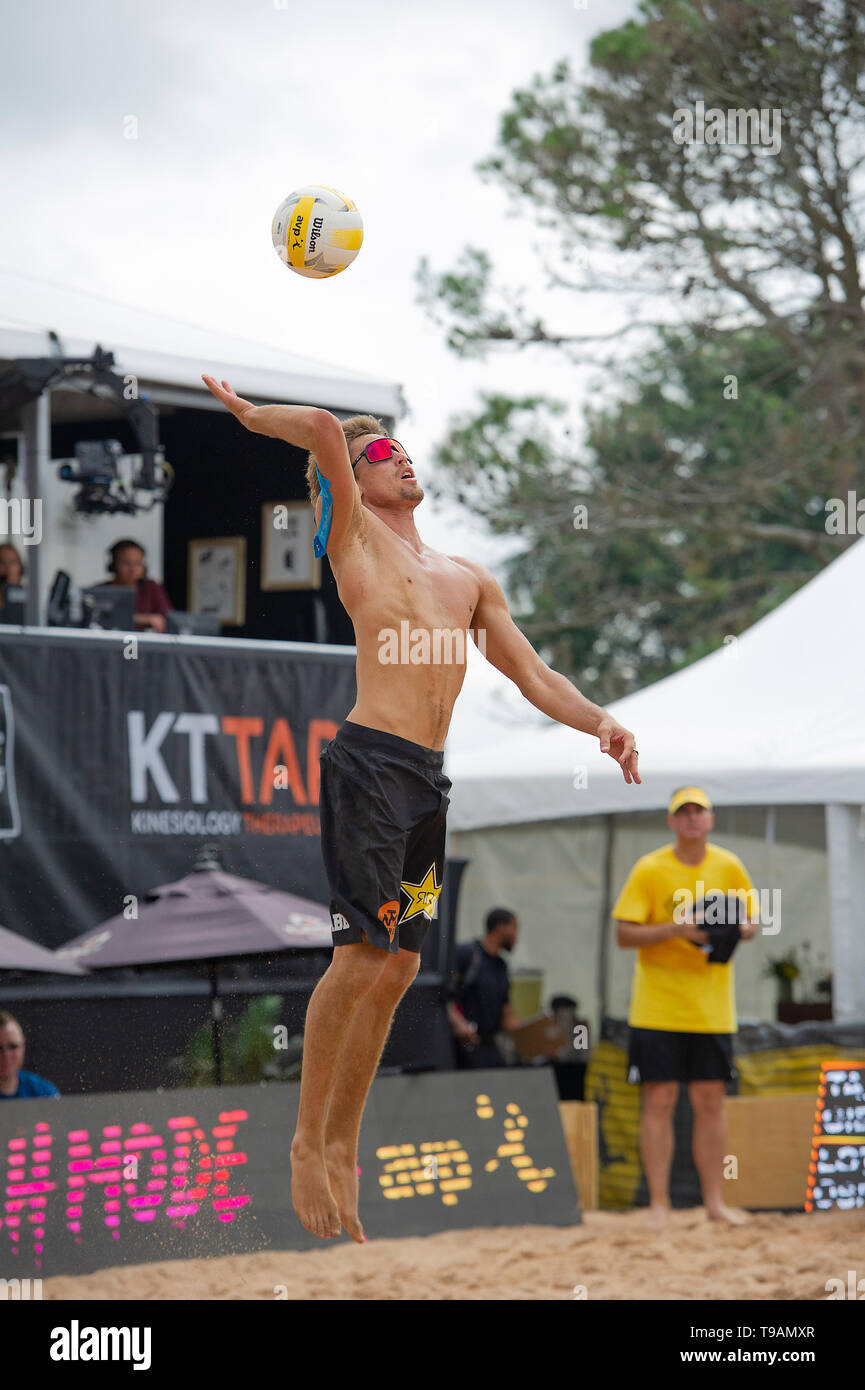 Austin, TX, USA. 17 Mai, 2019. Taylor Crabb in Aktion während der AVP Gewinner Halterung, die am Krieg Feld in Austin, TX. Mario Cantu/CSM/Alamy leben Nachrichten Stockfoto