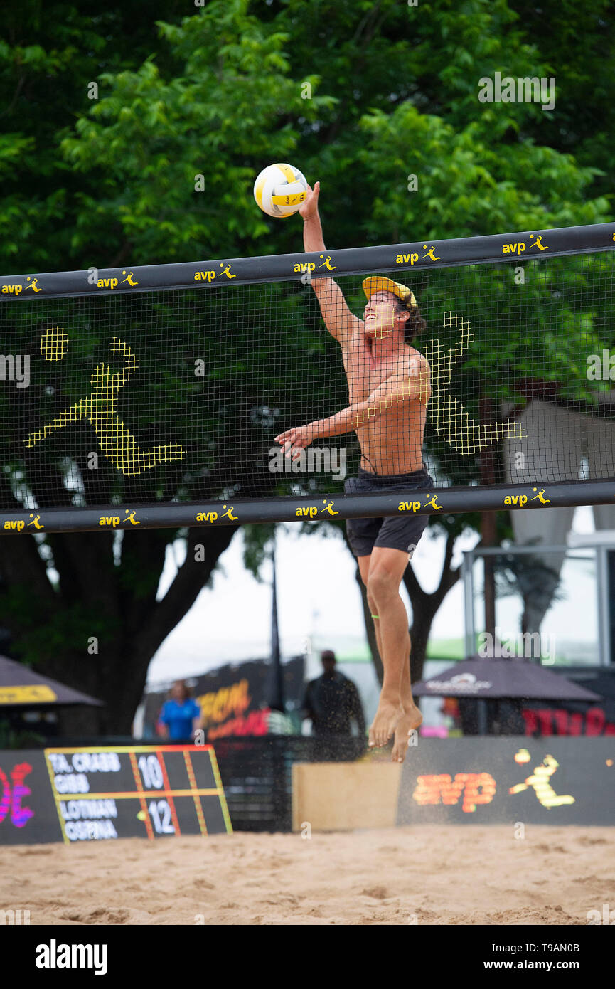 Austin, TX, USA. 17 Mai, 2019. Gabe Ospina in Aktion während der AVP Gewinner Halterung, die am Krieg Feld in Austin, TX. Mario Cantu/CSM/Alamy leben Nachrichten Stockfoto