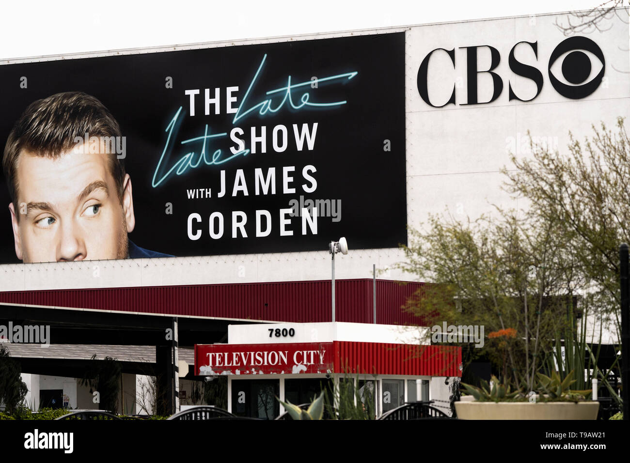 Los Angeles, CA, USA. 14 Feb, 2019. Eine Werbung für die Late Late Show mit James corden an der CBS Television City Studio in Los Angeles, Kalifornien. Credit: Ronen Tivony/SOPA Images/ZUMA Draht/Alamy leben Nachrichten Stockfoto