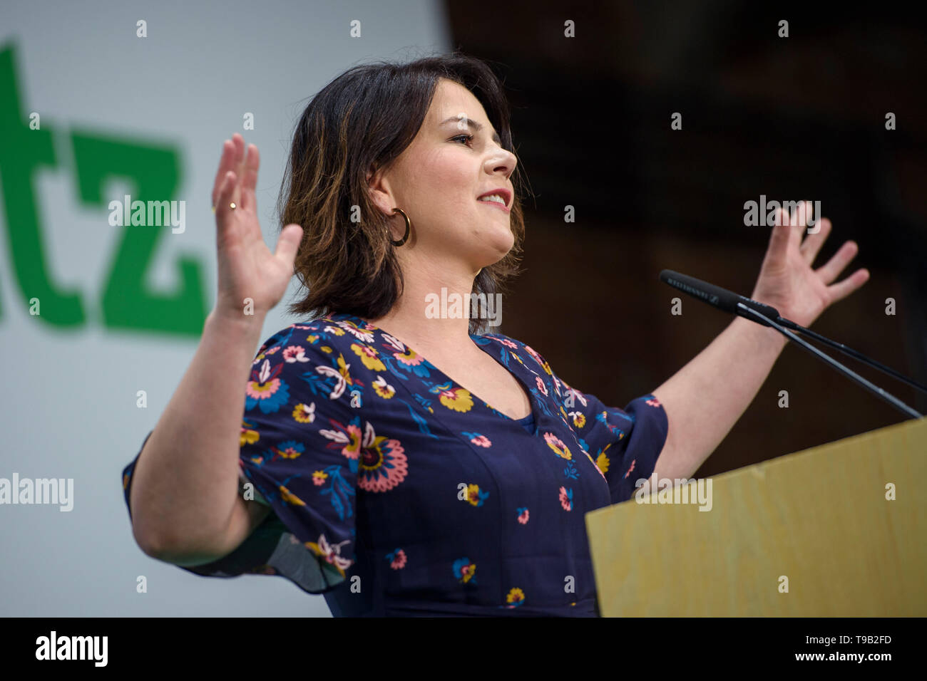 Berlin, Deutschland. 18 Mai, 2019. Annalena Baerbock, Vorsitzende von Bündnis 90/Die Grünen, wird auf dem Parteitag auf die Wahlen zum Europäischen Parlament sprechen. Credit: Gregor Fischer/dpa/Alamy leben Nachrichten Stockfoto