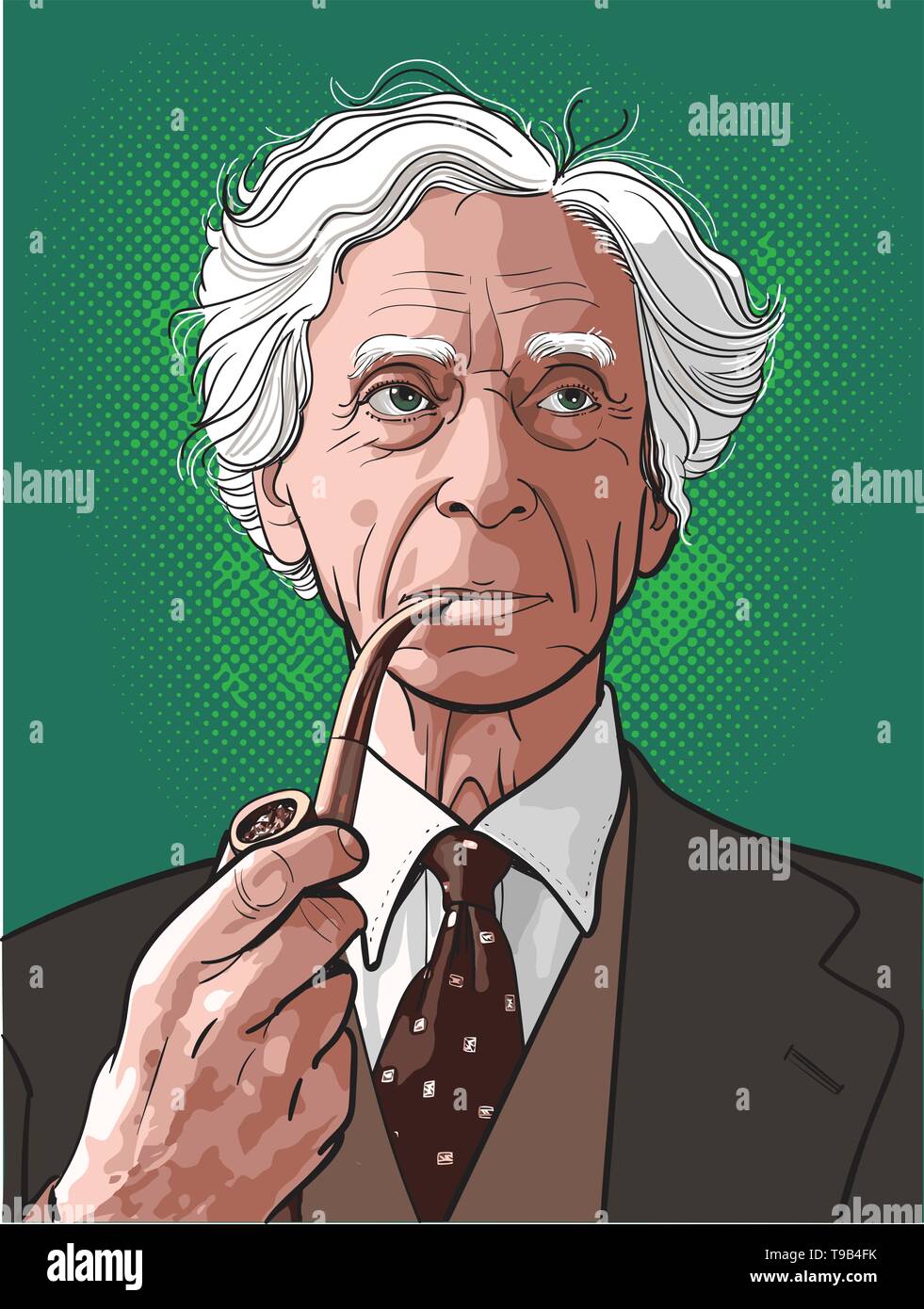 Bertrand Arthur William Russell, war ein britischer Philosoph, Logiker, Mathematiker, Historiker, Schriftsteller, Essayist, Gesellschaftskritiker, politischer Aktivist. Stock Vektor