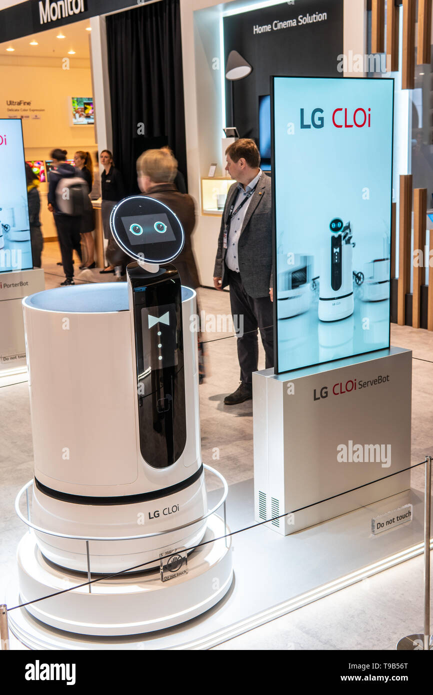 Berlin, Deutschland, 31. August 2018, LG CLOi ThinQ AI Bot intelligente Roboter künstliche Intelligenz auf dem Display, LG-Ausstellung in globale Innovationen zeigen IFA Stockfoto
