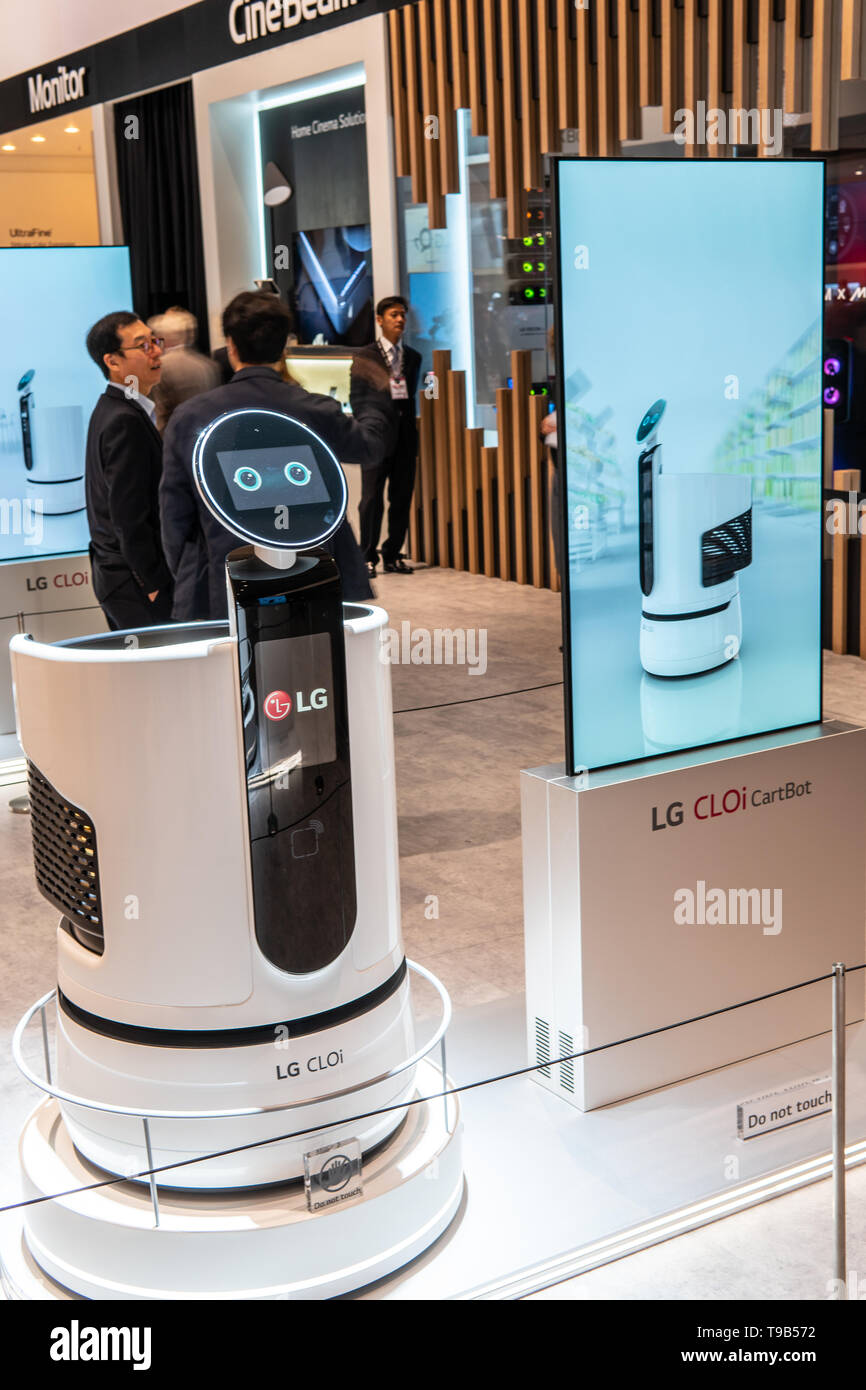 Berlin, Deutschland, 31. August 2018, LG CLOi ThinQ AI Bot intelligente Roboter künstliche Intelligenz auf dem Display, LG-Ausstellung in globale Innovationen zeigen IFA Stockfoto