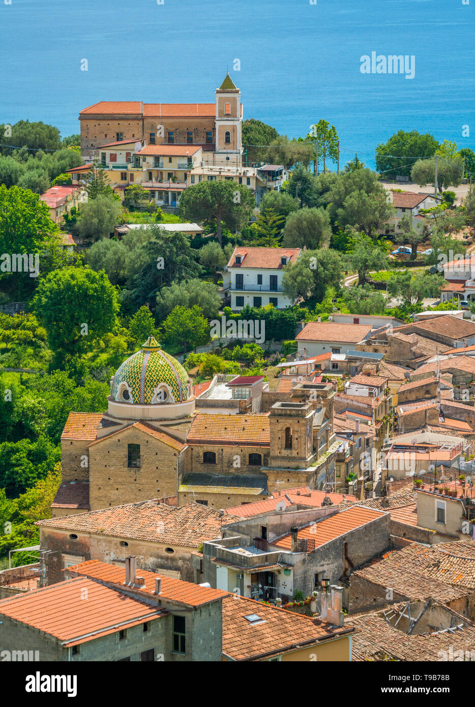 Panoramablick auf Lentiscosa, Salerno. Cilento, Kampanien, Italien. Stockfoto