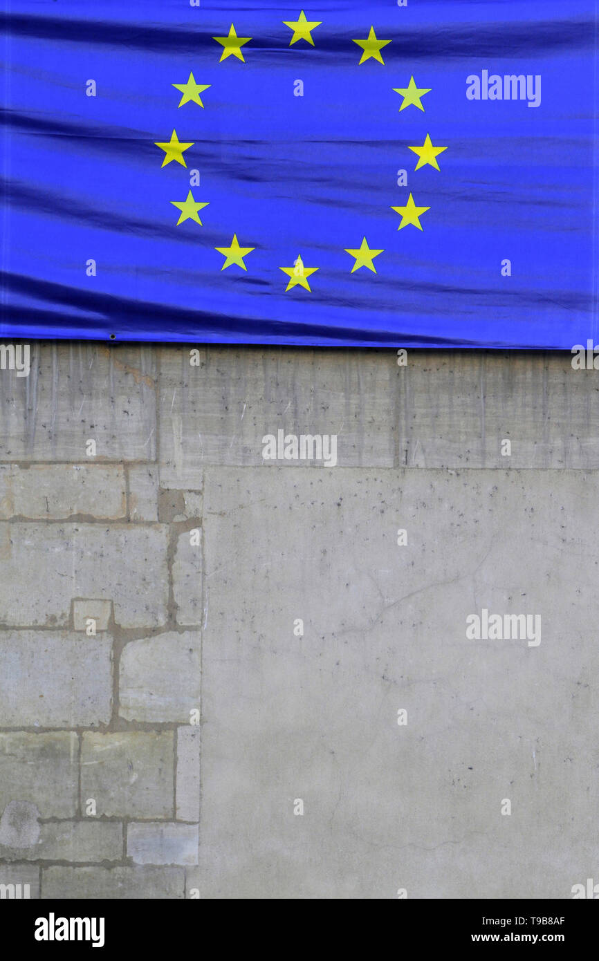 Drapeau de l'Union européenne et du Conseil de l'Europe. Paris. Frankreich. Stockfoto