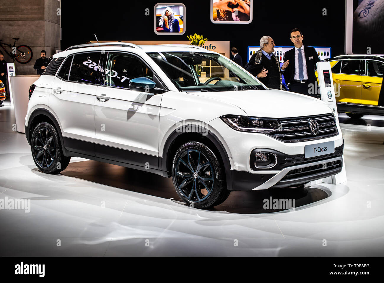 Brüssel, Belgien, 18. Januar, 2019: metallic Weiß Volkswagen VW T-Kreuz zu Brüssel Motor Show, MQB Plattform, Kompakt-SUV von Volkswagen Konzern Stockfoto