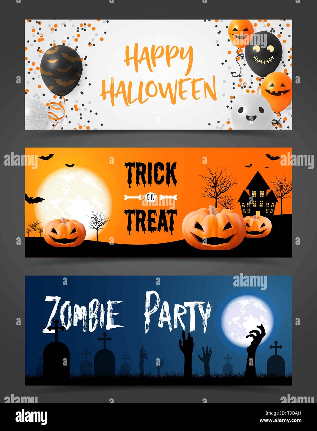 Happy Halloween banner Vektor einrichten Stock Vektor