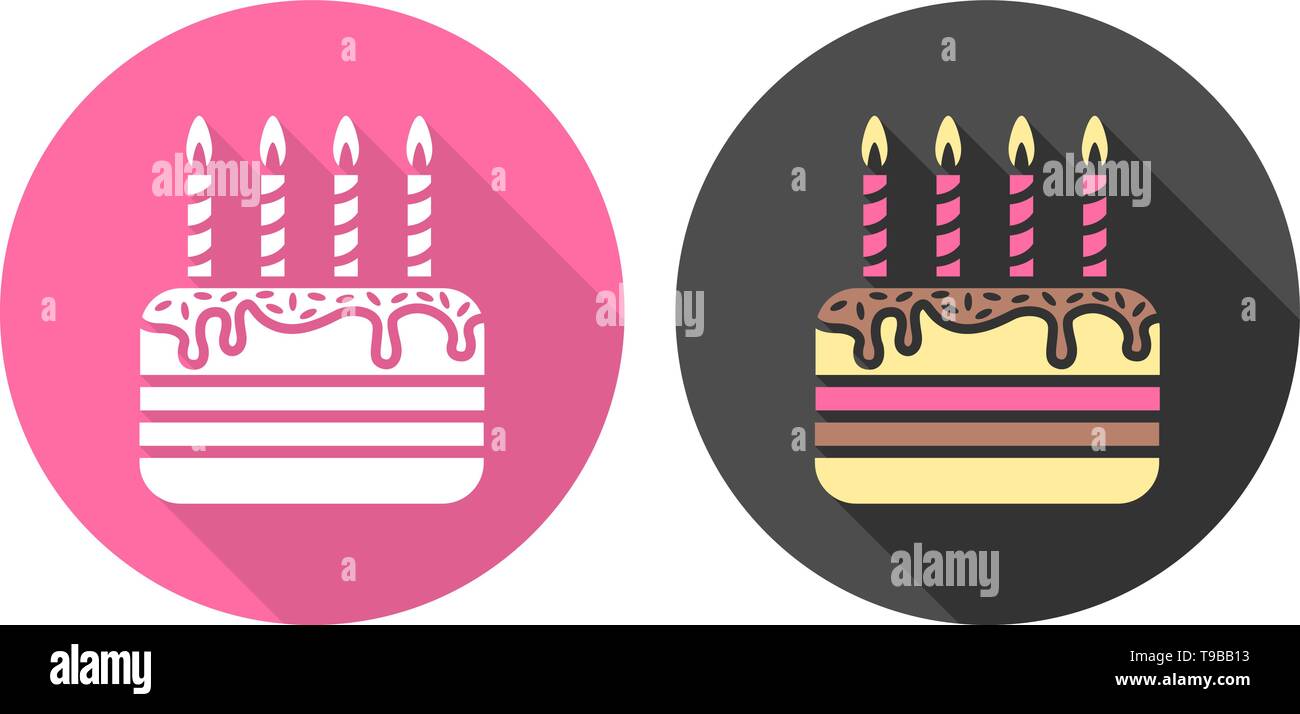 Happy birthday cake Icons Set flache Bauweise Stock Vektor