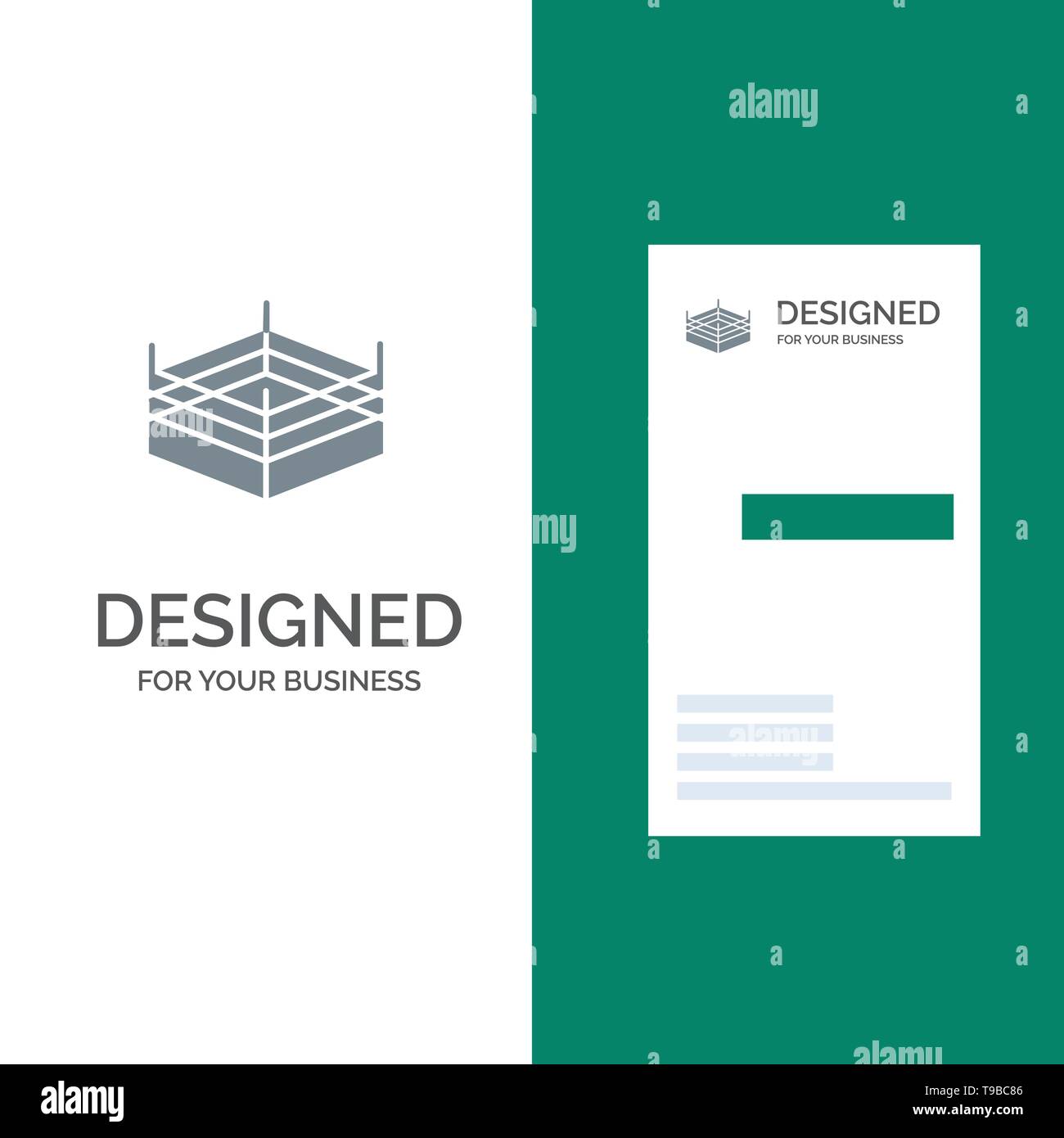Boxen, Wrestling Ring, Grau Logo Design und Business Card Template Stock Vektor