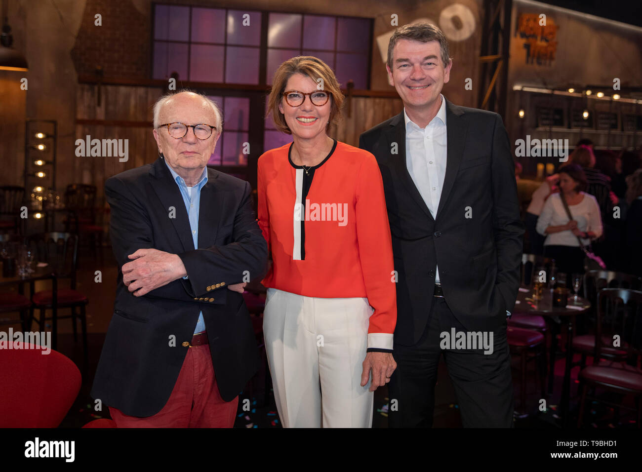 Friedrich Nowottny, Bettina Böttinger und Jörg Schönenborn bei der Aufzeichnung der 500. WDR-Talkshow "Kölner Treff" im WDR-Studio BS 2. Köln, 17.05.2 Stockfoto
