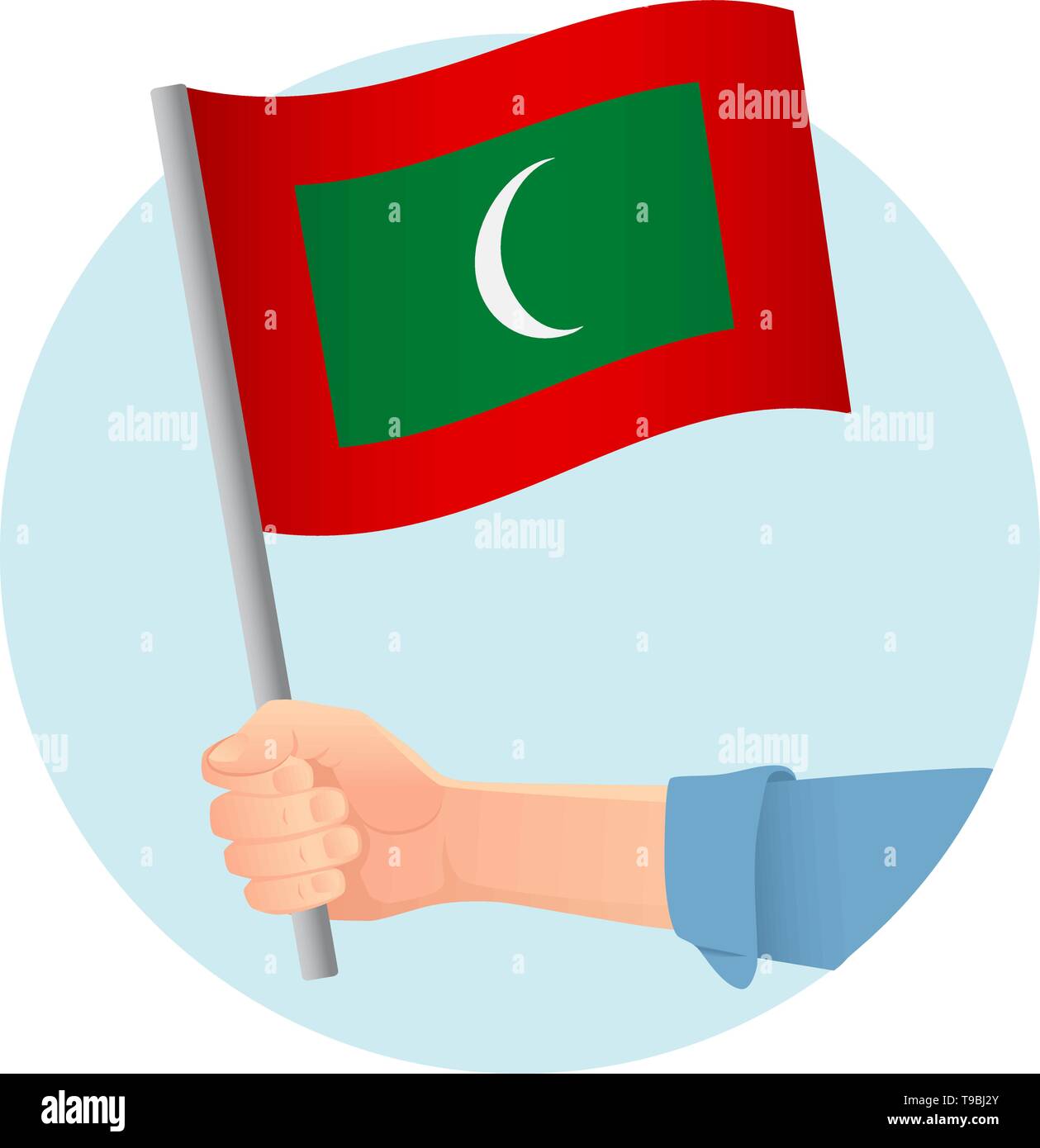 Malediven Fahne in der Hand. Patriotischen Hintergrund. Nationalflagge