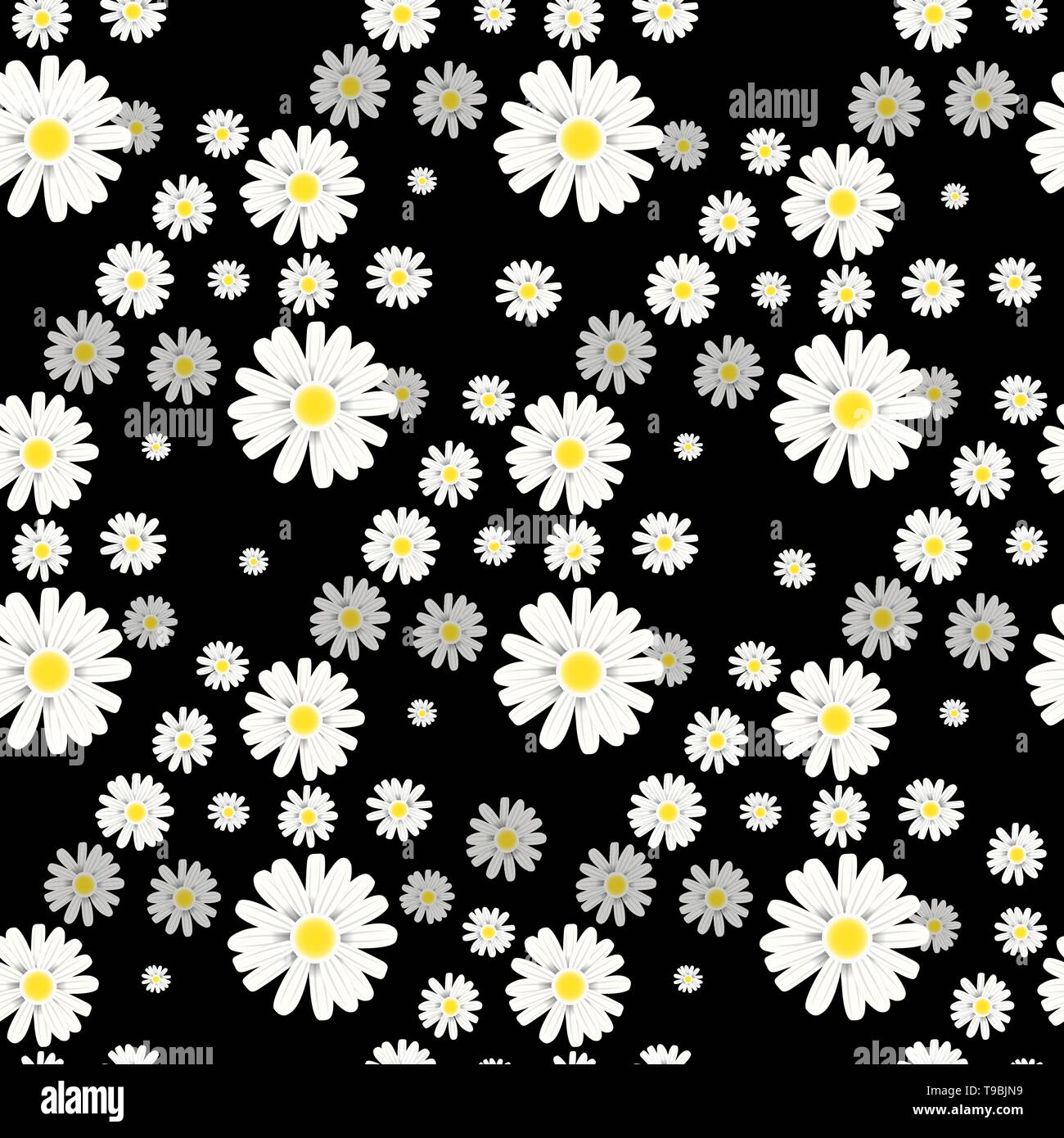 Schöne Streublümchen floral Nahtlose auf schwarzem Hintergrund Stock Vektor