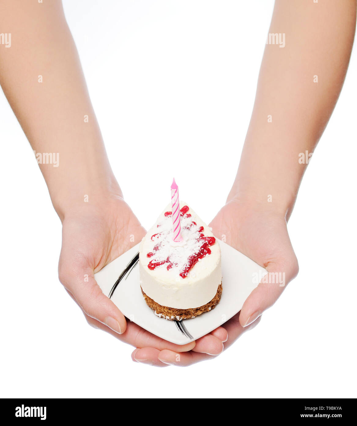 Birthday Cake Single Candle On Stockfotos Und Bilder Kaufen Alamy