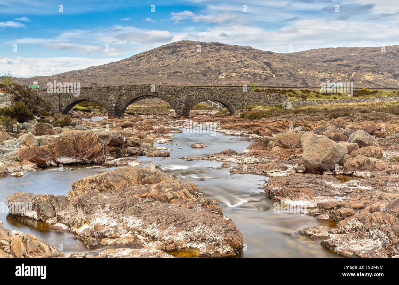 Alte Brücke Sligachan auf der Isle of Skye in Schottland Stockfoto