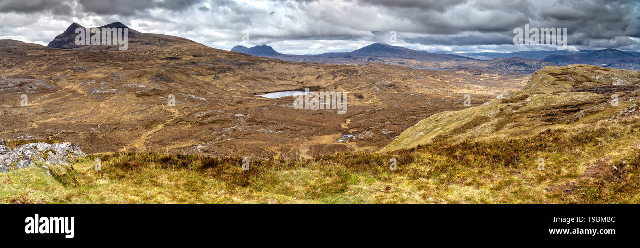 Panoramablick über die North West Highlands in der Nähe von Ullapool Stockfoto