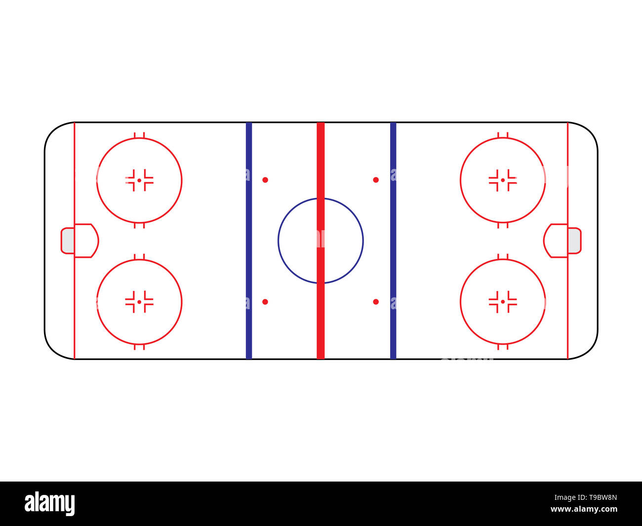 Ice Hockey Feld farbigen Abbildung auf weißem Hintergrund Stockfoto