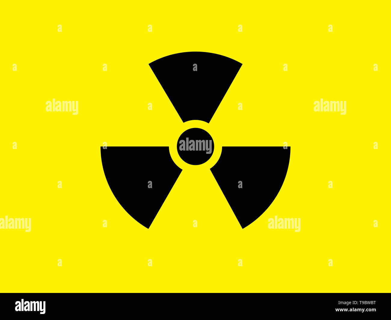 Nukleare Gefahr symbol Abbildung in Gelb und Schwarz Stockfoto