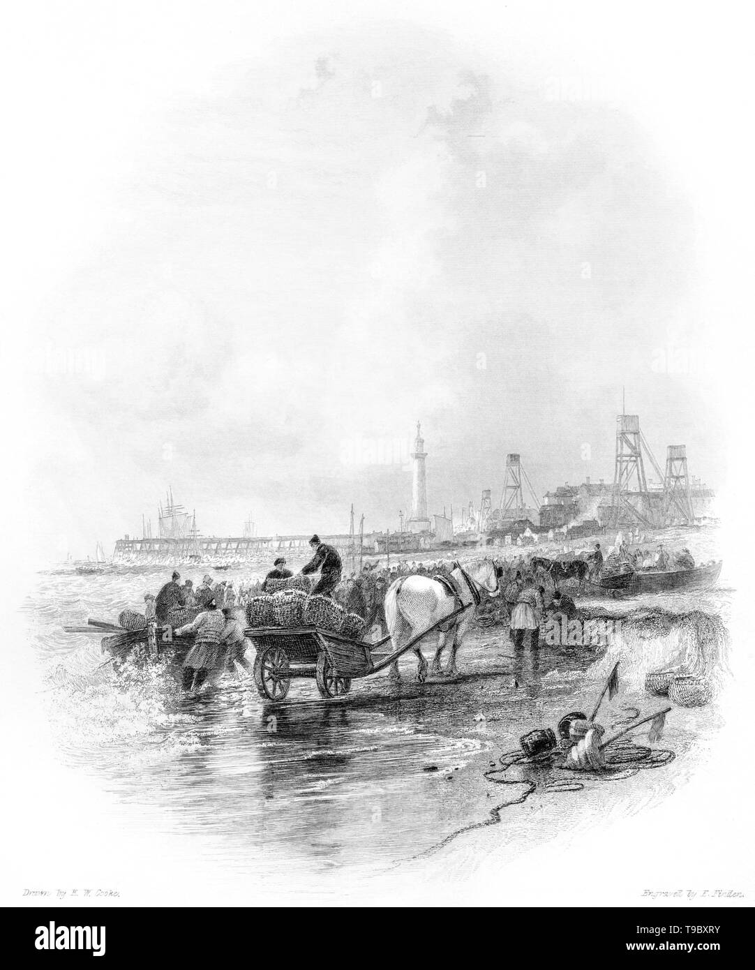 Eine Gravur der Yarmouth (Great Yarmouth) in hoher Auflösung aus einem Buch 1842 veröffentlicht gescannt. Glaubten copyright frei. Stockfoto