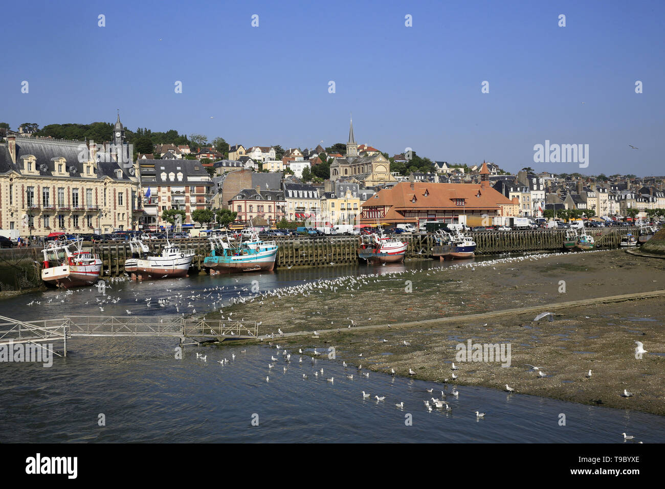 Port de Honfleur à maràe Basse. Stockfoto