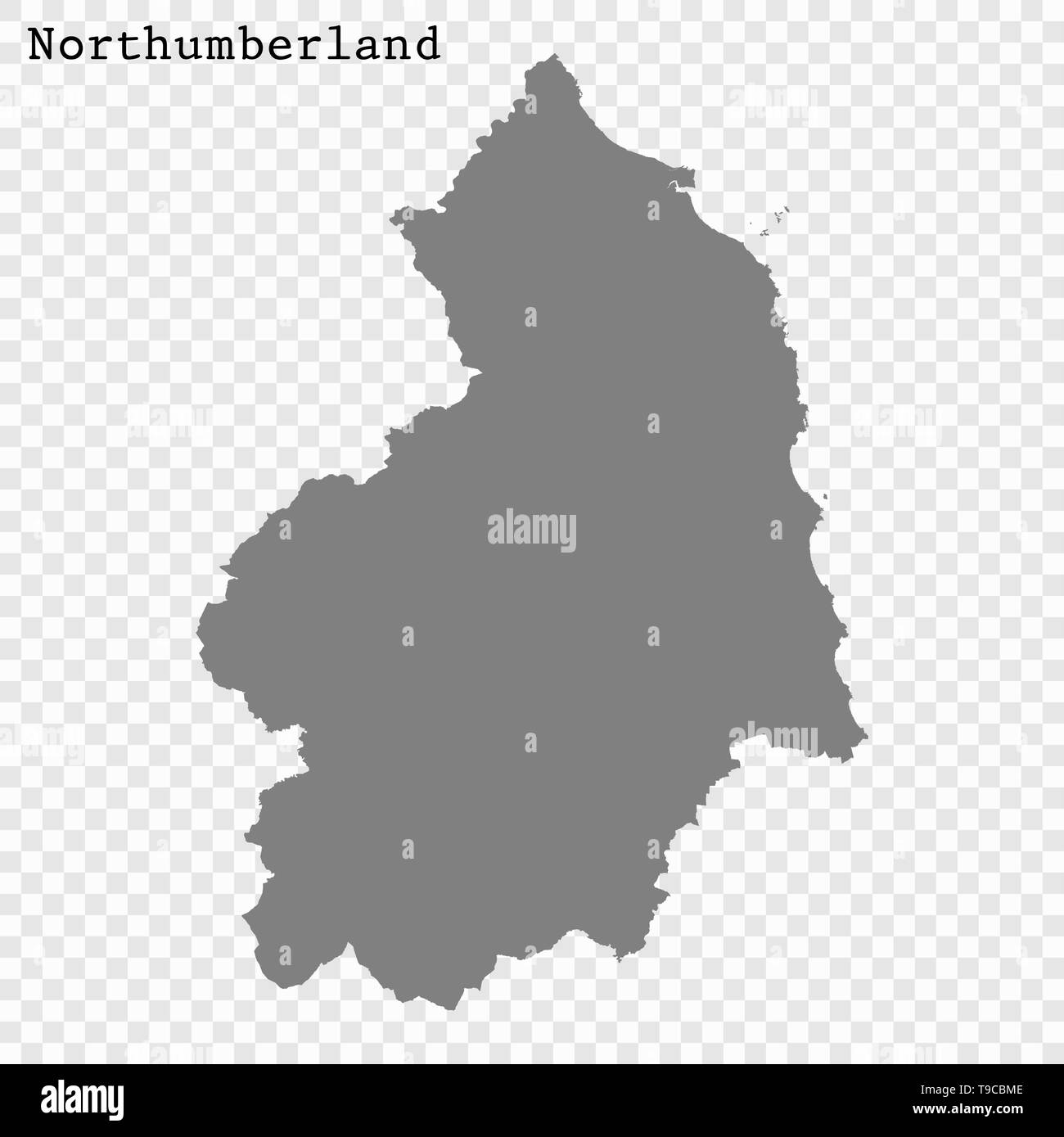Hohe Qualität Karte von Northumberland ist ein County in England, mit den Grenzen der Kreise Stock Vektor