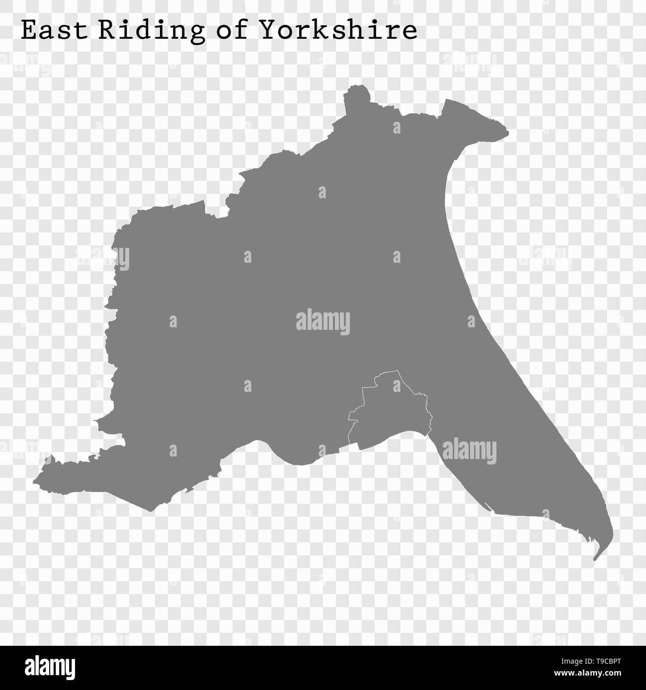 Hohe Qualität Karte von East Riding von Yorkshire ist ein County in England, mit den Grenzen der Kreise Stock Vektor