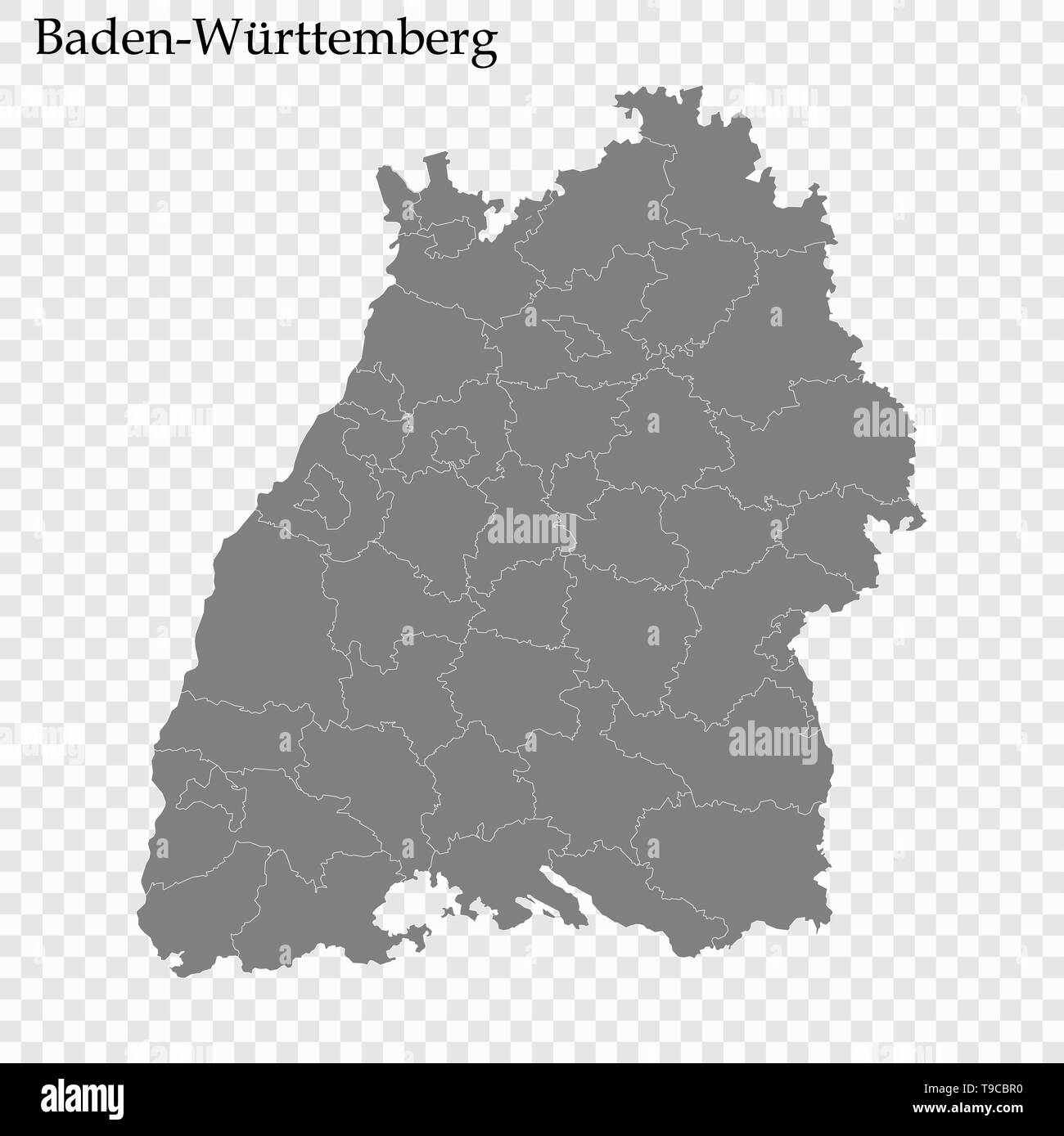 Hohe Qualität Karte von Baden Württemberg ist ein Bundesland der Bundesrepublik Deutschland und mit den Grenzen der Kreise Stock Vektor