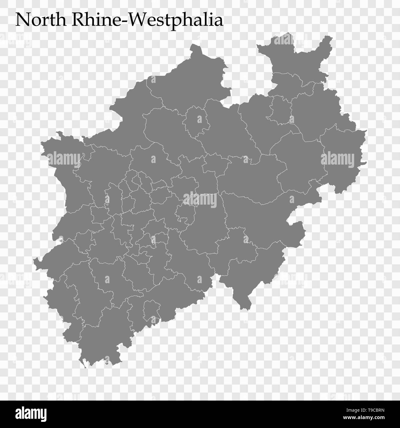 Hohe Qualität Karte von Nordrhein-westfalen ist ein Bundesland der Bundesrepublik Deutschland und mit den Grenzen der Kreise Stock Vektor