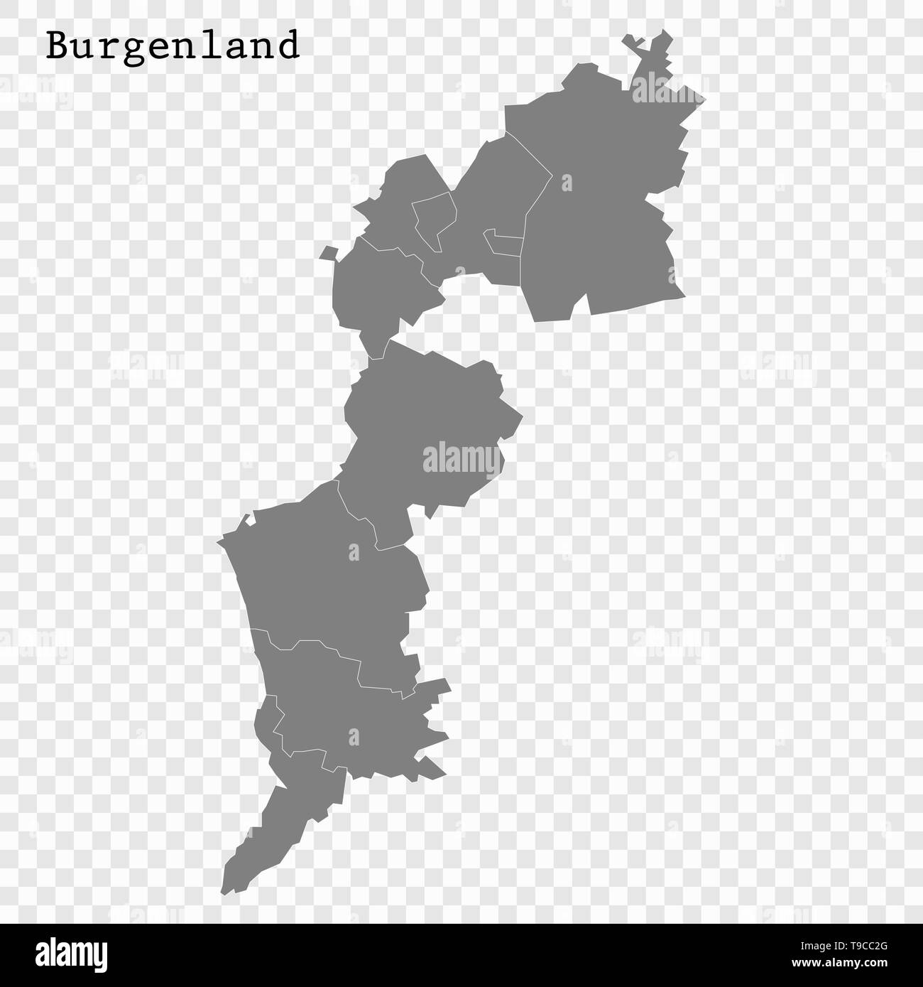 Hohe Qualität Karte von Burgenland ist ein Zustand von Österreich, mit den Grenzen der Grafschaften Stock Vektor