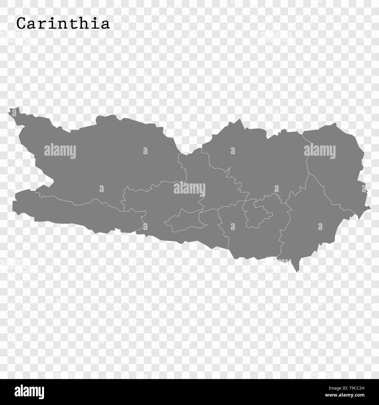 Hohe Qualität Karte von Kärnten ist ein Bundesland Österreichs, mit den Grenzen der Grafschaften Stock Vektor
