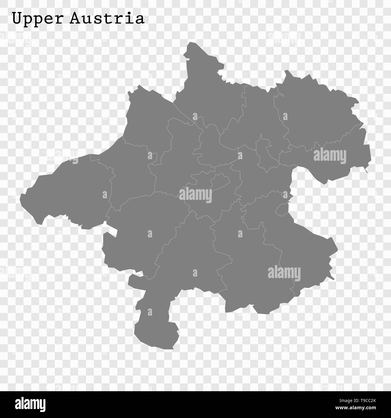 Hohe Qualität Karte von Oberösterreich ist ein Zustand von Österreich, mit den Grenzen der Grafschaften Stock Vektor