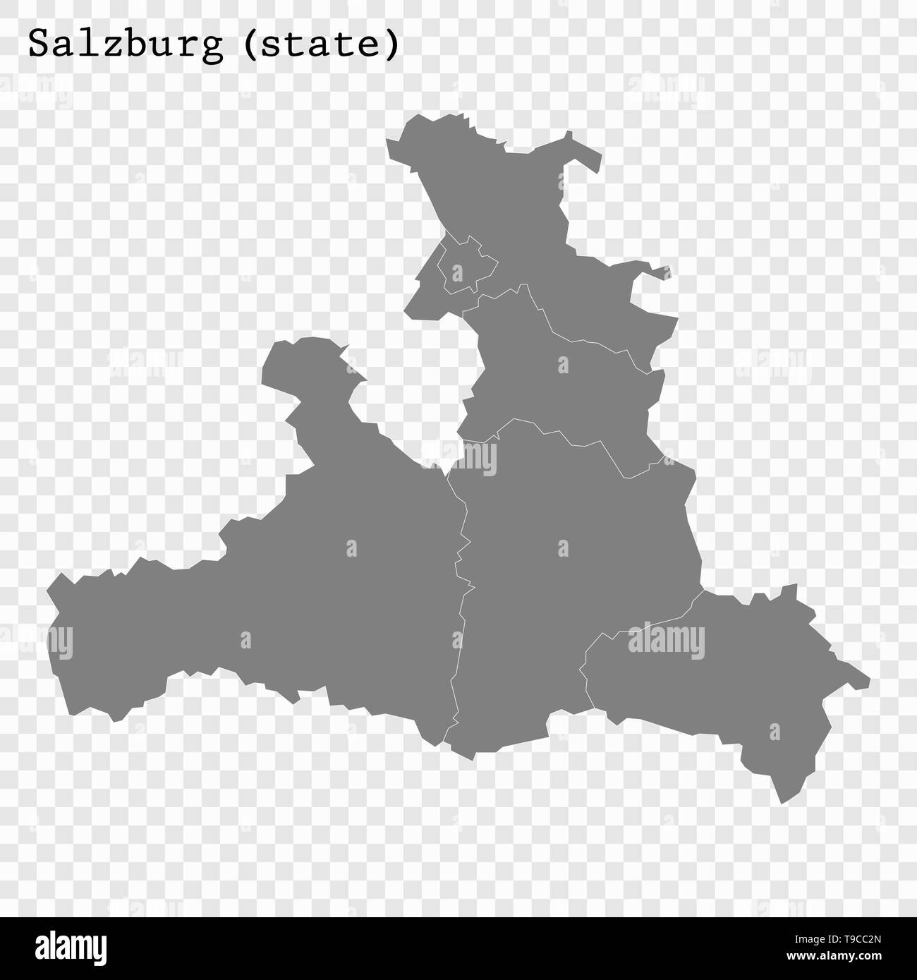 Hohe Qualitat Karte Von Salzburg Ist Ein Zustand Von Osterreich Mit Den Grenzen Der Grafschaften Stock Vektorgrafik Alamy