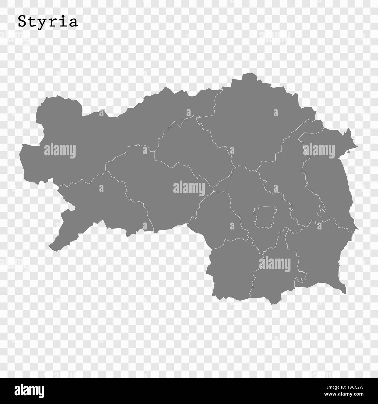 Hohe Qualität Karte von Steiermark ist ein Bundesland Österreichs, mit den Grenzen der Grafschaften Stock Vektor