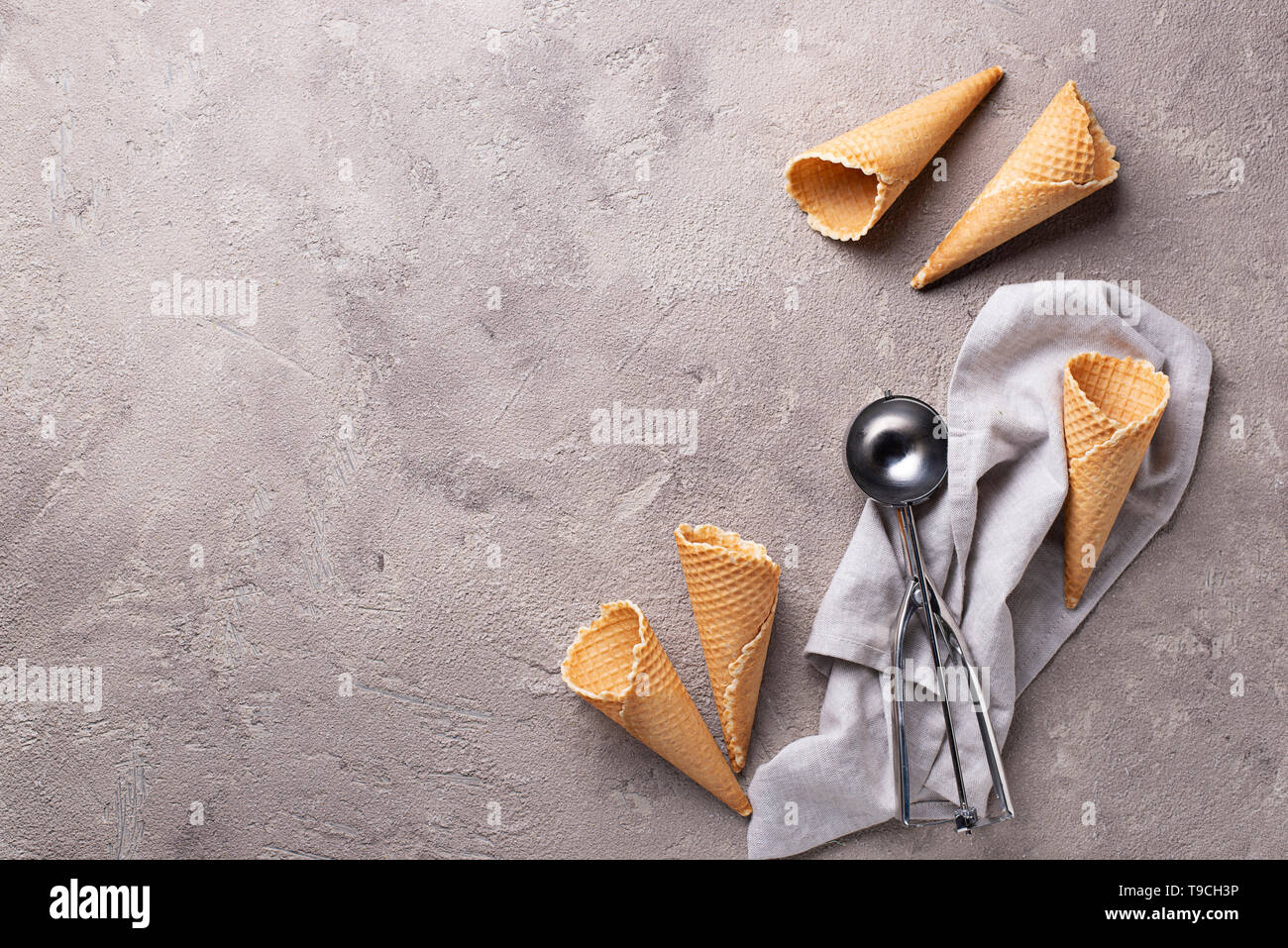 Waffelkegeln für Eis Stockfoto