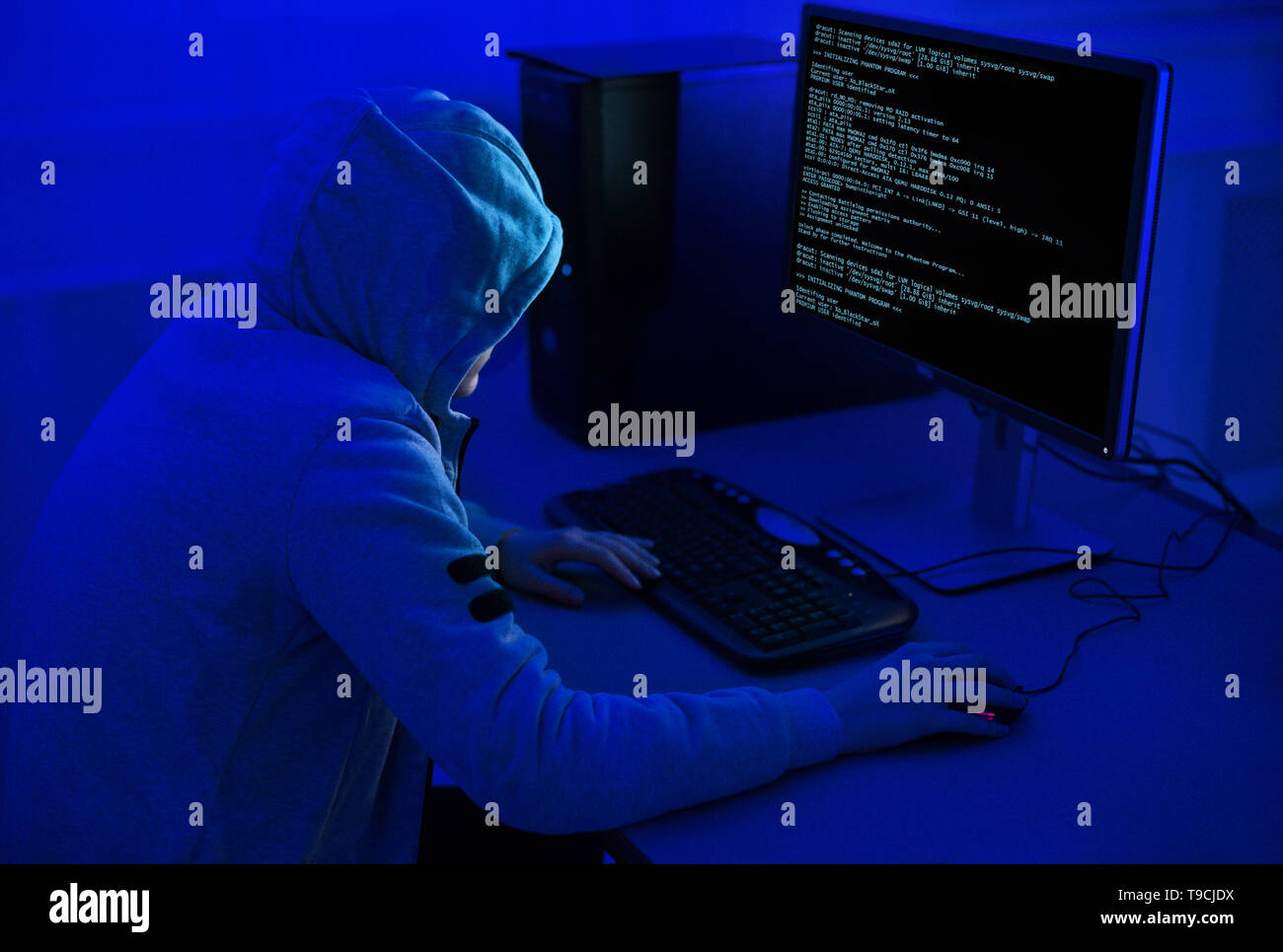 Cybercrime und Zerhacken Konzept. Hacker können in Computer Virus Programm Stockfoto