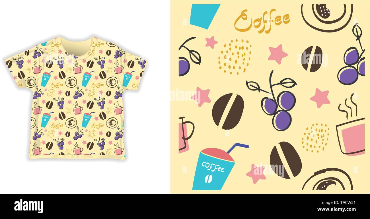 Kaffee Muster Vektor-illustration nahtlose für Fabric shirt-Vektor Stock Vektor