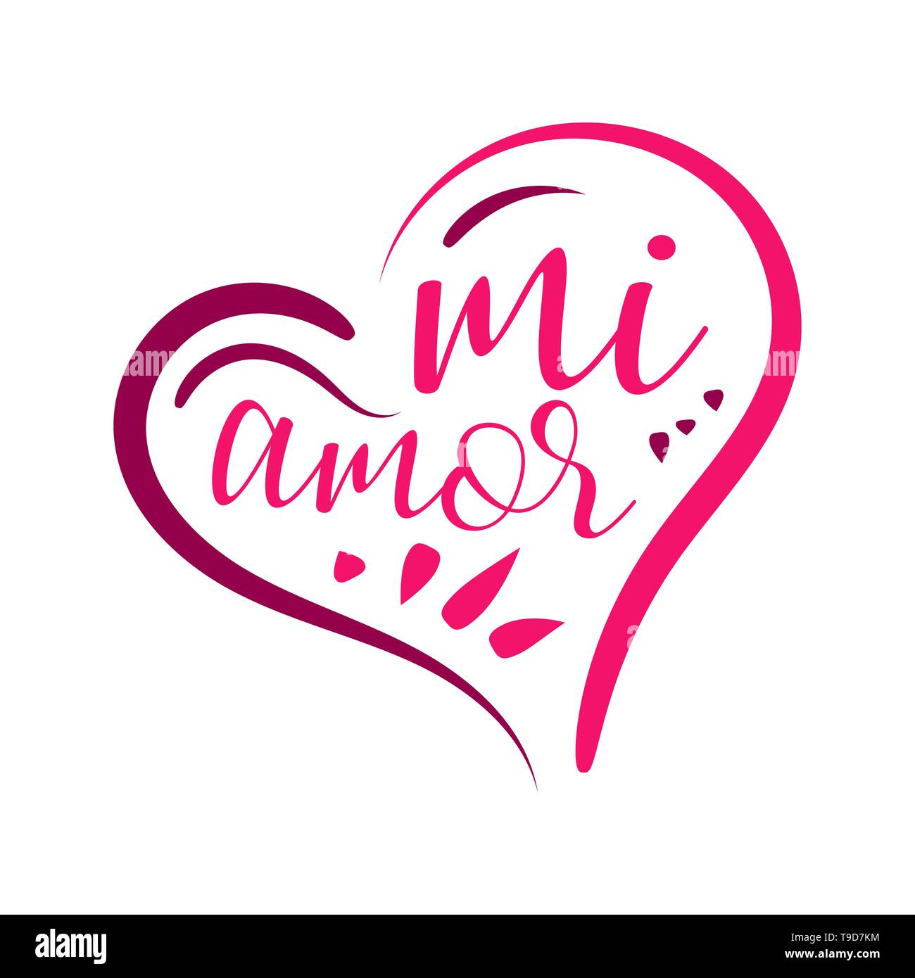 Meine Liebe in Spanisch Vektor digitale Kalligraphie. Mi Amor Vektor hand Schrift. Stock Vektor