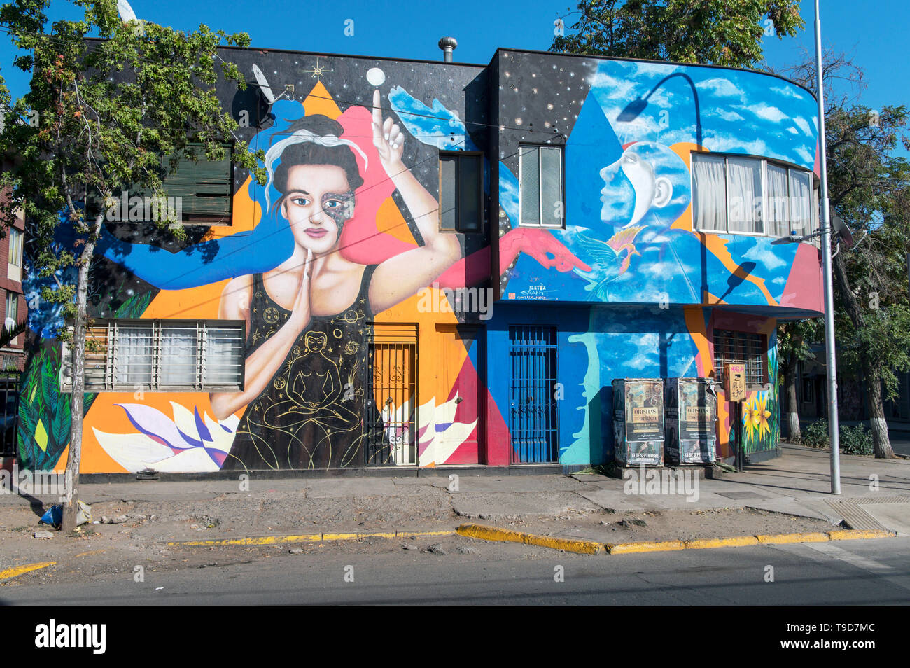 Street Art Wandbild, Barrio Bellavista, Santiago, Chile Stockfoto