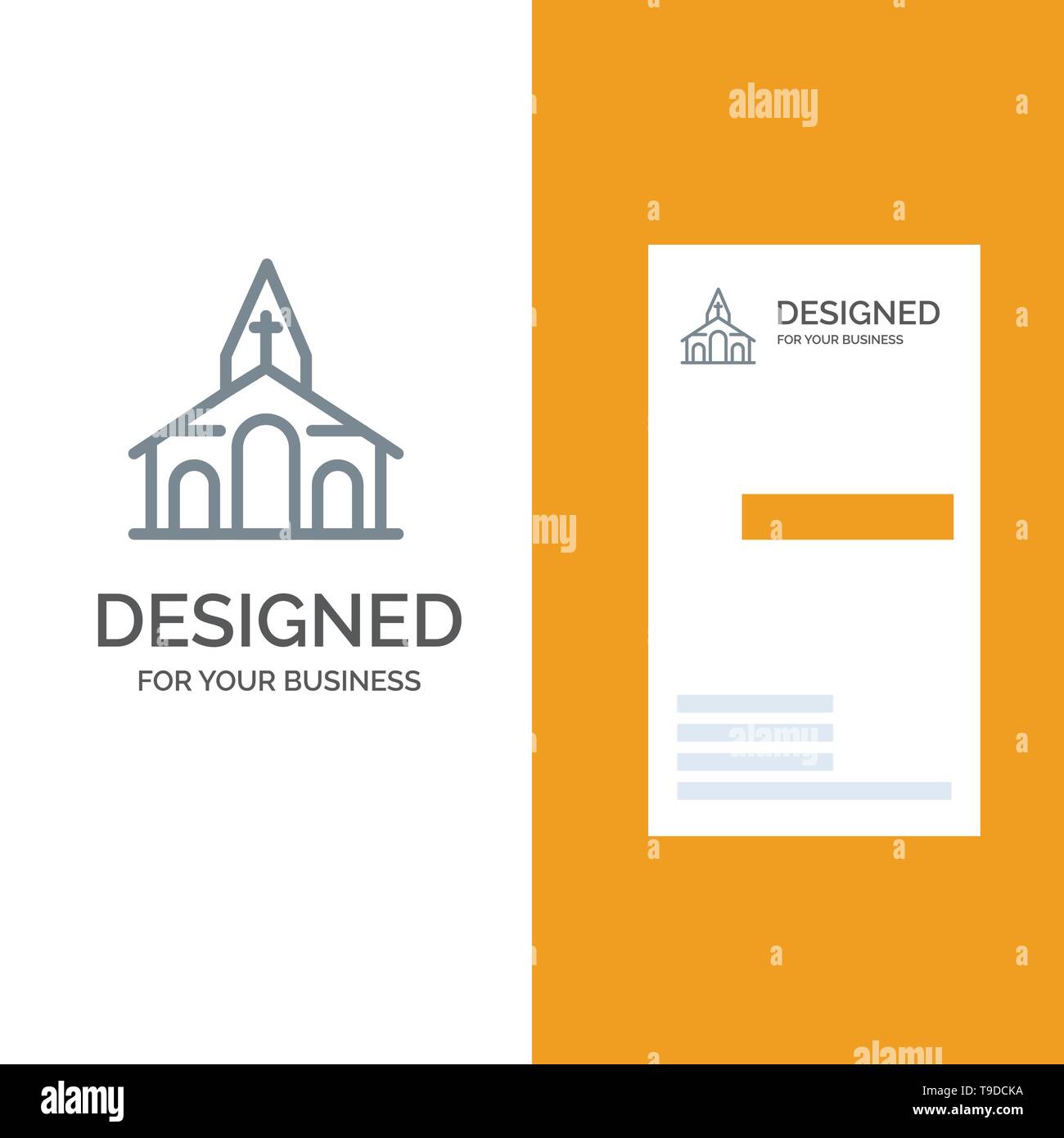 Gebäude, Weihnachten, Kirche, Feder Grau Logo Design und Business Card Template Stock Vektor