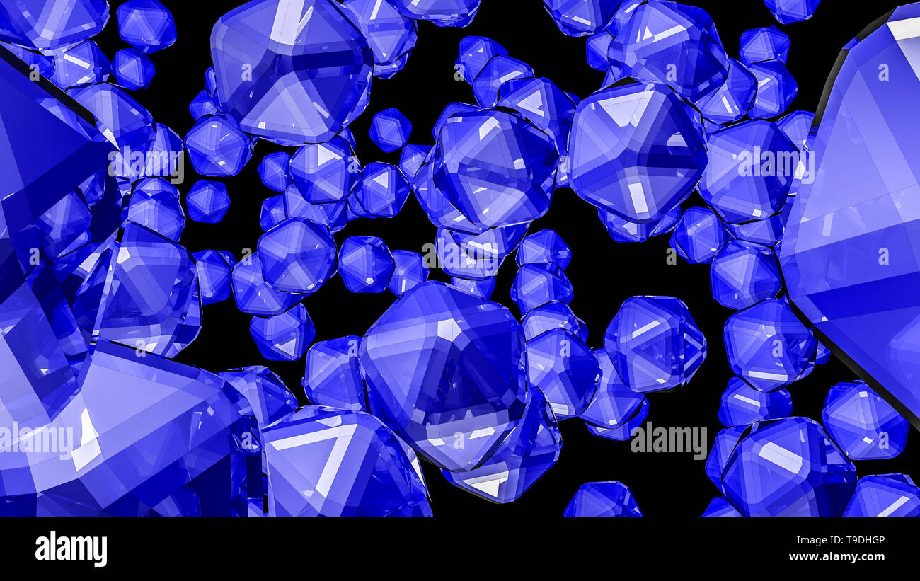 Blau dreidimensionalen Kristallen. Abstrakt. 3D-Rendering Stockfoto
