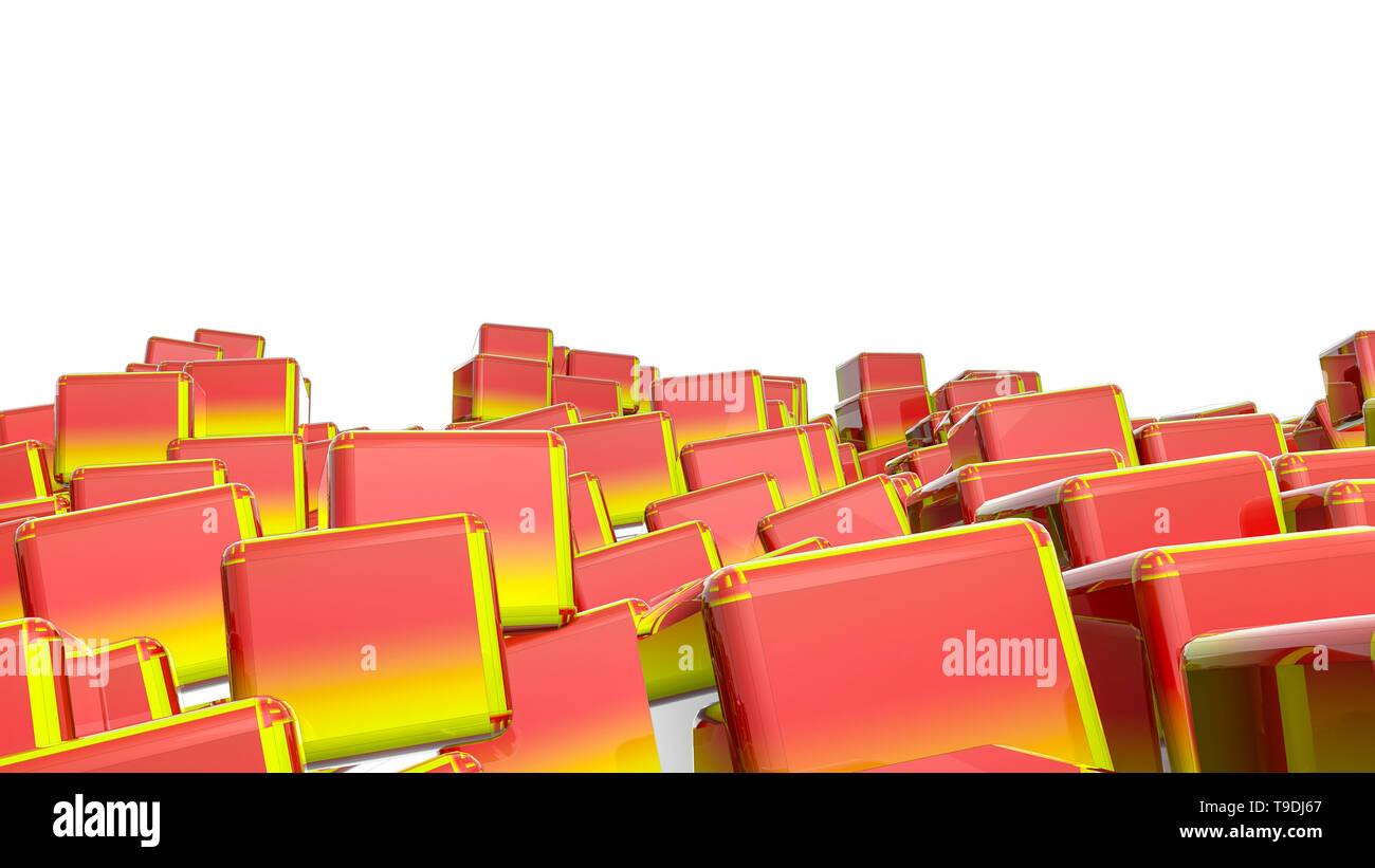 Rot-orange glänzend drei-dimensionale Würfel. Hintergrund. 3D-Rendering Stockfoto
