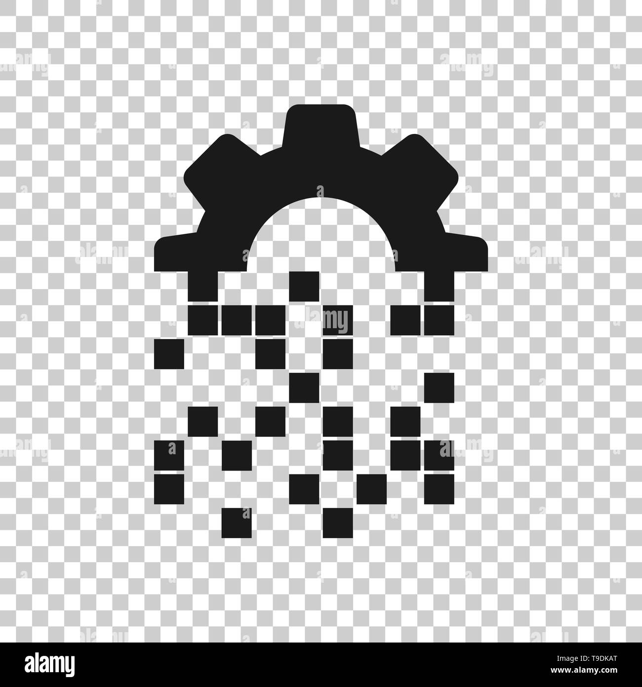 Digitale Zahnradsymbol in transparenten Stil. Cog Vector Illustration auf isolierte Hintergrund. Techno rad Geschäftskonzept. Stock Vektor