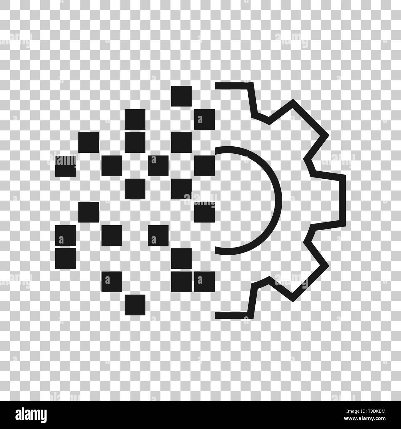 Digitale Zahnradsymbol in transparenten Stil. Cog Vector Illustration auf isolierte Hintergrund. Techno rad Geschäftskonzept. Stock Vektor