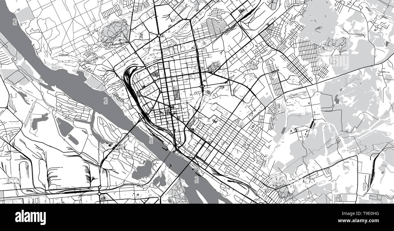 Urban vektor Stadtplan Nowosibirsk, Russland Stock Vektor