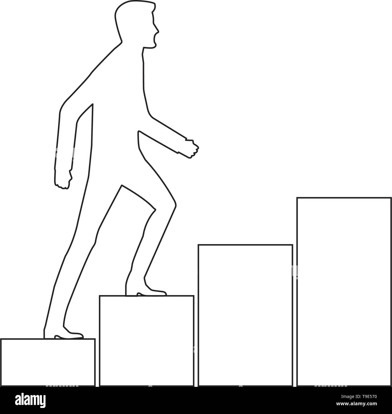 Wachstum, eine Person bis zu einer steigenden Grafik auf weißem Hintergrund Stock Vektor