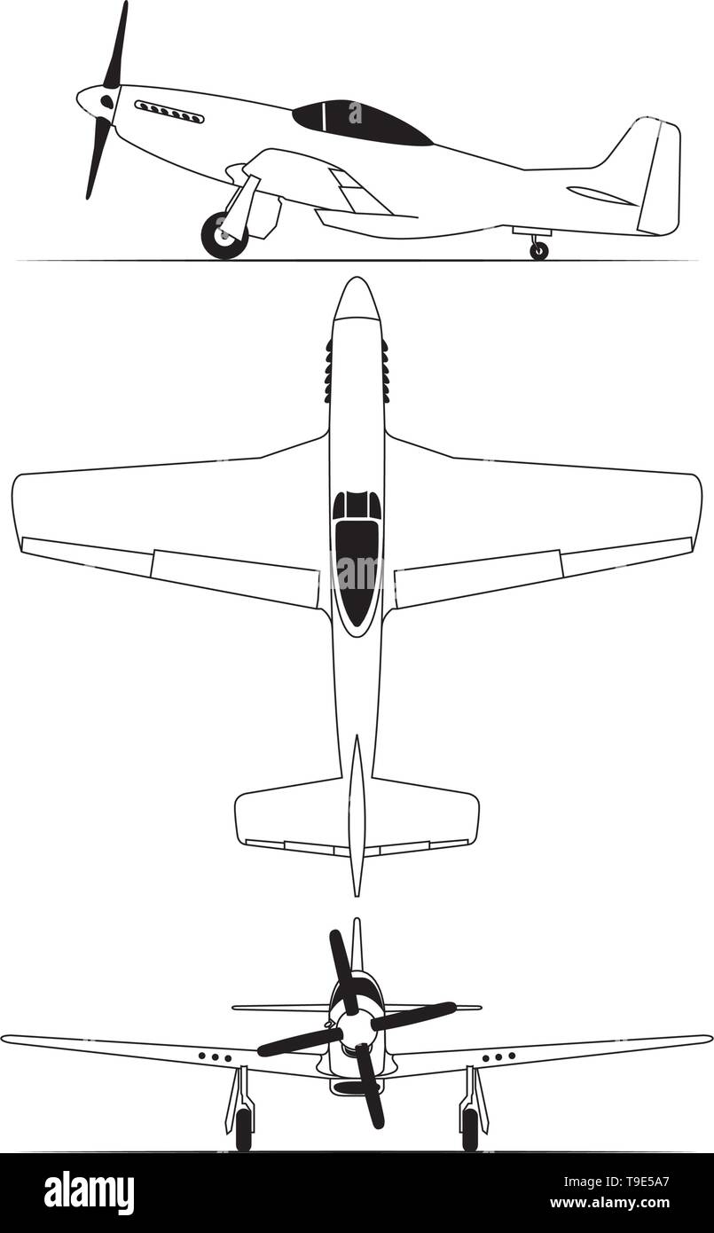 Northe amerikanische Welt Krieg 2 Flugzeug auf weißem Hintergrund Stock Vektor