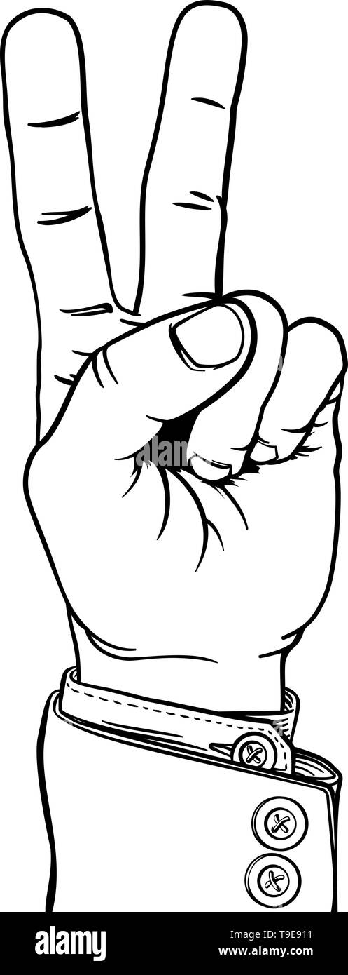 Frieden Sieg Hand Anzug zwei Finger Zeichen Stock Vektor